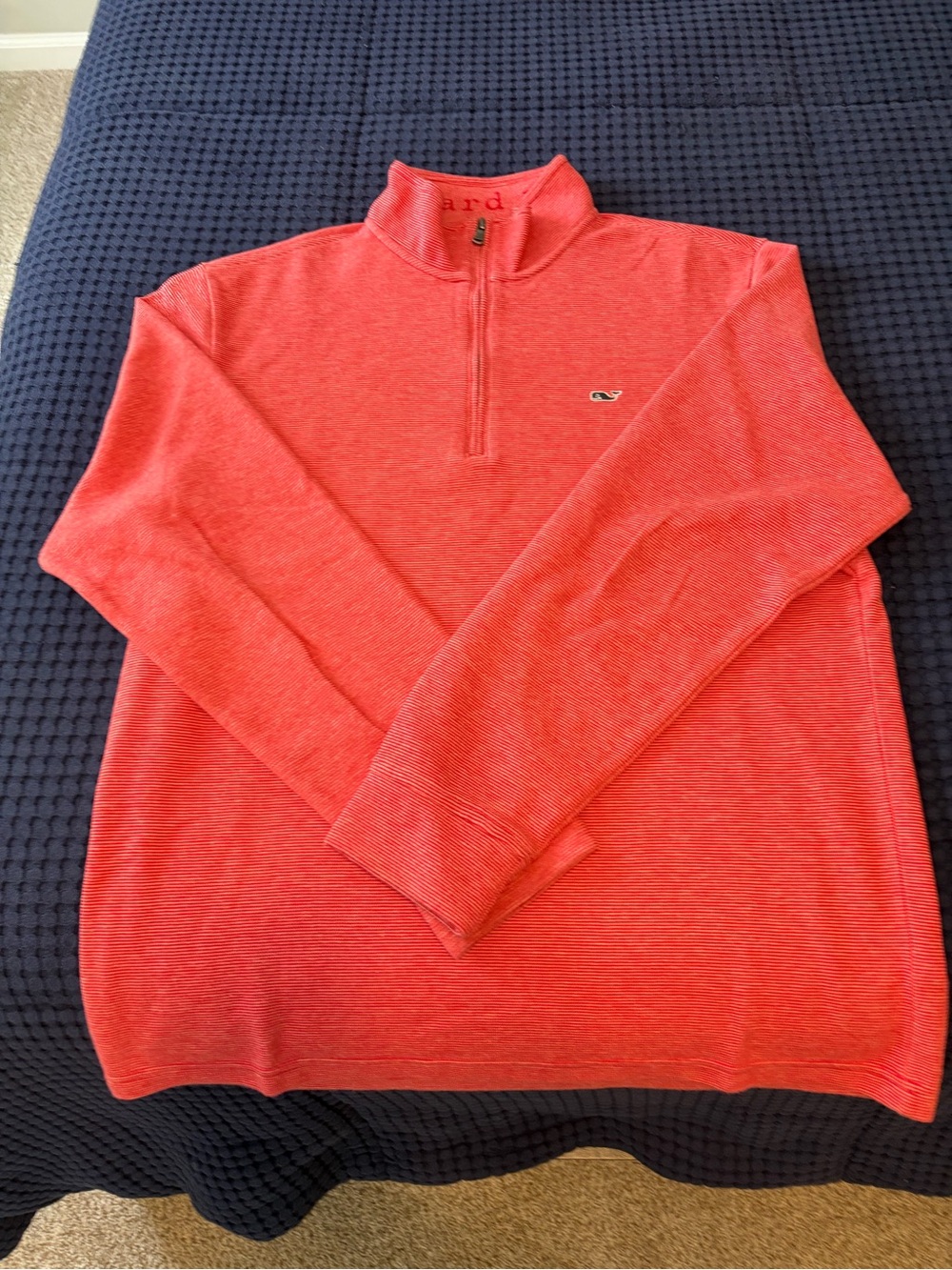 Vineyard Vines Men’s Coral-Red Quarter-Zip Pullover.